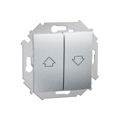 Jalousie-Schalter (Modul) mit Aufdruck Symbol Pfeile und Schraubklemmen Aluminium