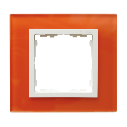 Rahmen 1fach Glas orange/ Zwischenrahmen weiß Kontakt Simon 82  82617-65